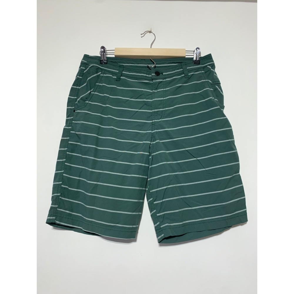 Lululemon Athletica Green Striped Men's Flat Front Shorts